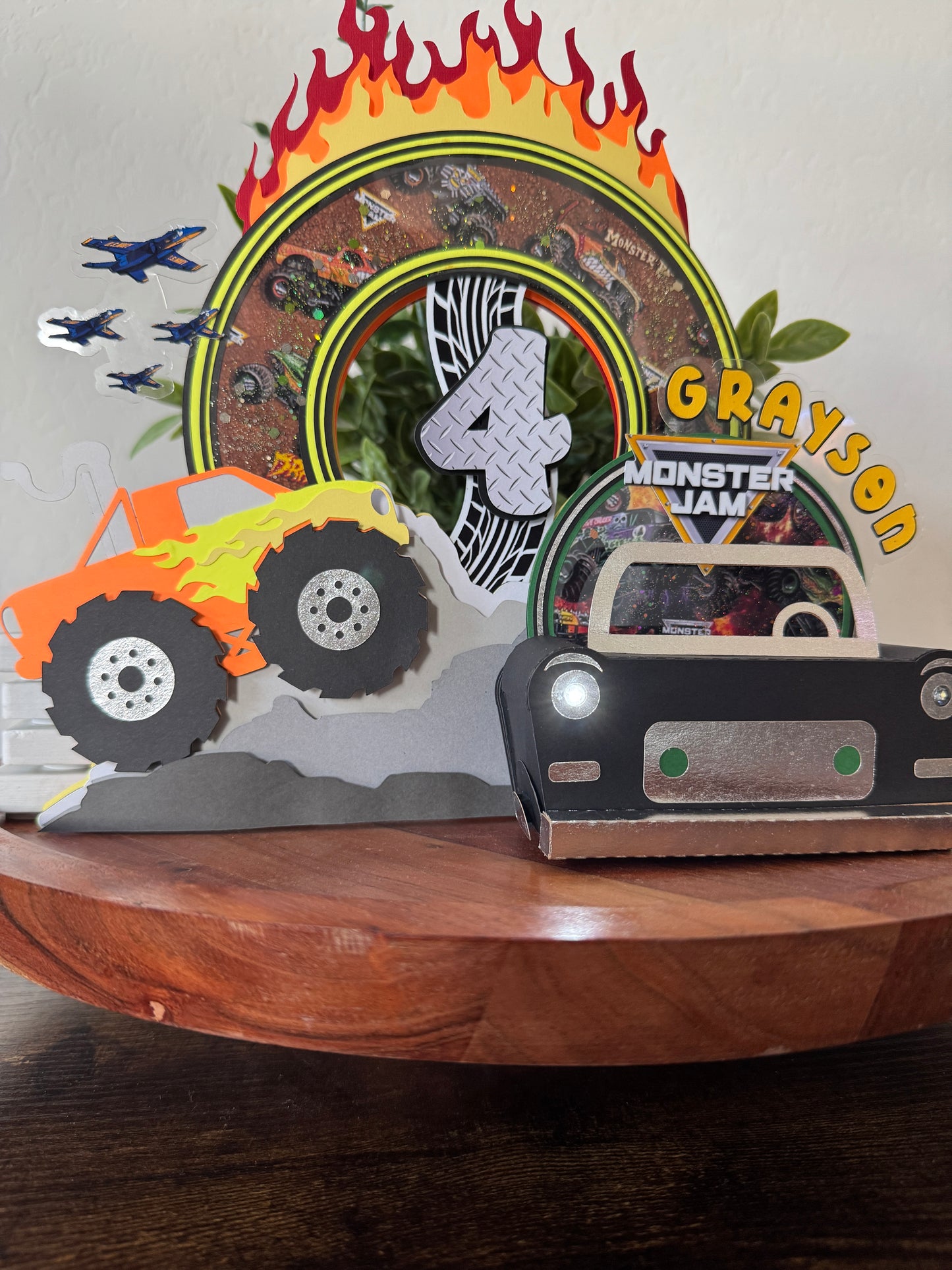 Cake Topper - Monster Jam with Flickering Mini Lights