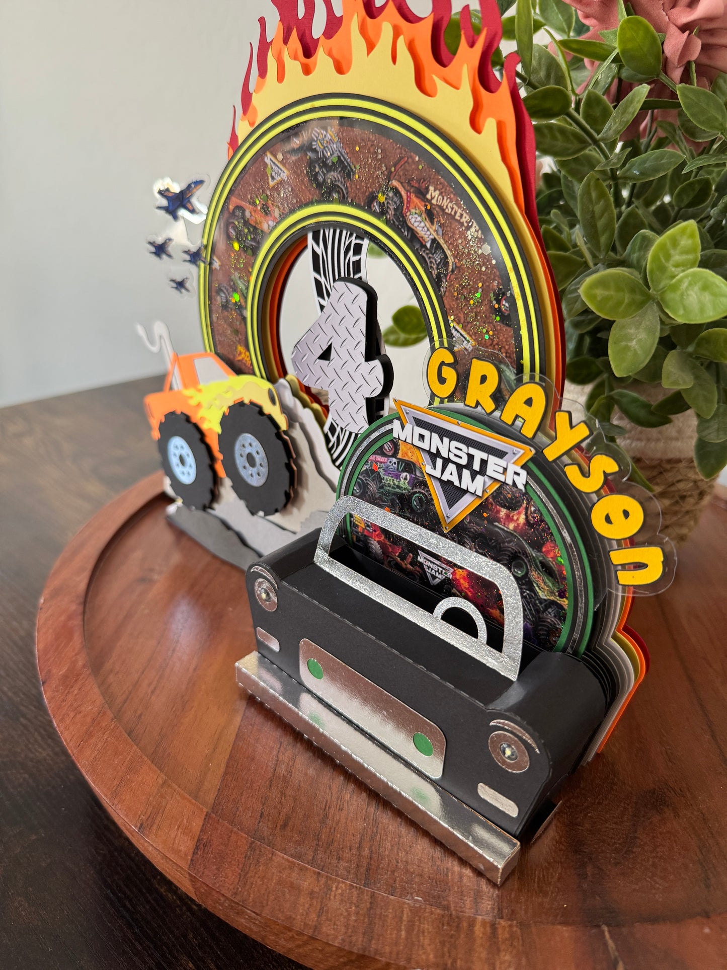 Cake Topper - Monster Jam with Flickering Mini Lights