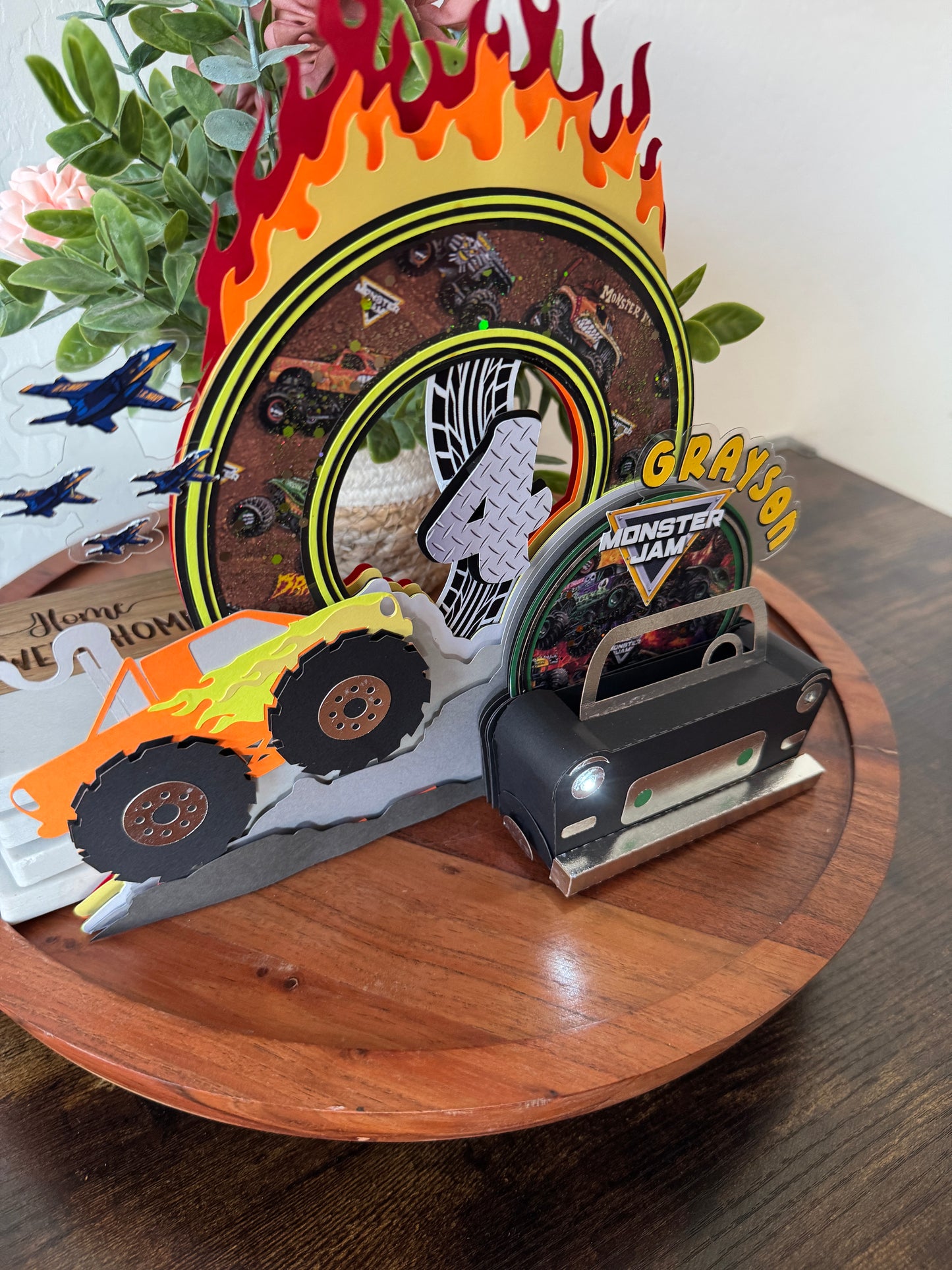 Cake Topper - Monster Jam with Flickering Mini Lights