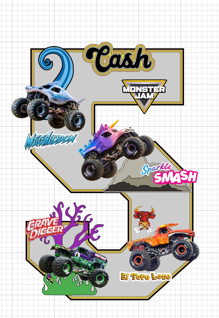 Monster Jam Trucks- 3D Number/ Letter